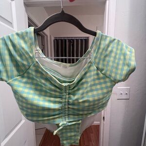 Old Navy Blue and Yellow Checkered Bodysuit